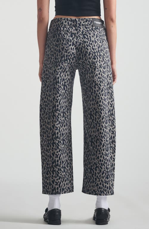 Brooklyn Industries Leopard Print Baggy Fit Barrel Jeans In Gray