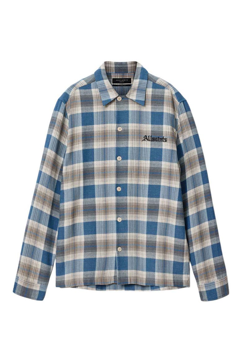 Alta Plaid Cotton Flannel Button-Up Shirt, Alternate, color, BLUE