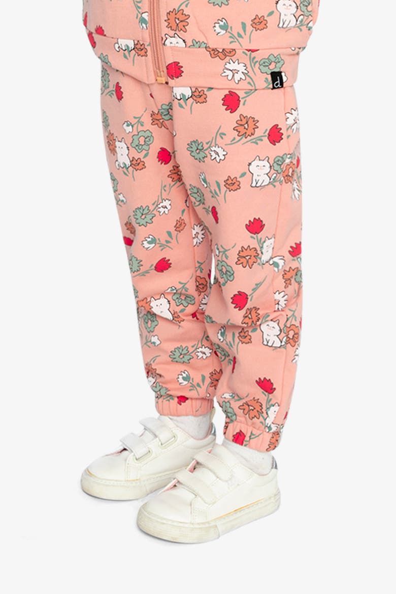 French Terry Cat Pocket Elastic Cuff Sweatpants, Alternate, color, Pink Cat Print