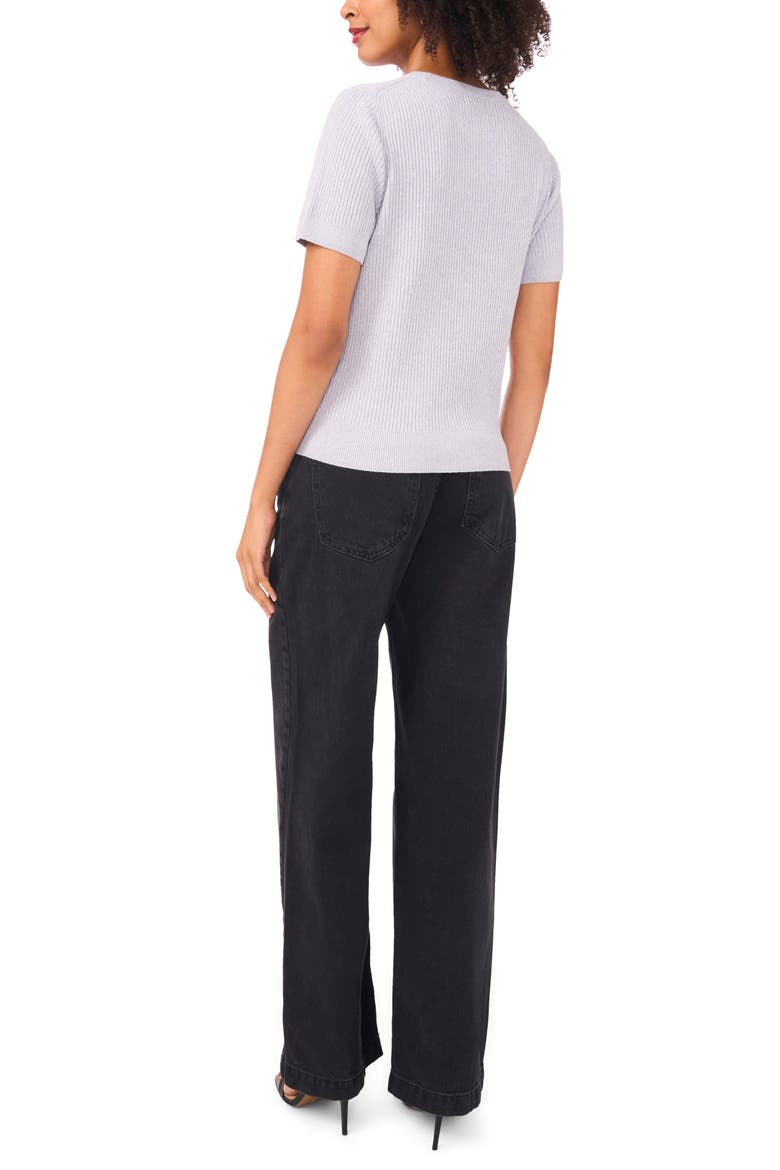 Short Sleeve Rib Sweater Top, Alternate, color, GREY SKIES