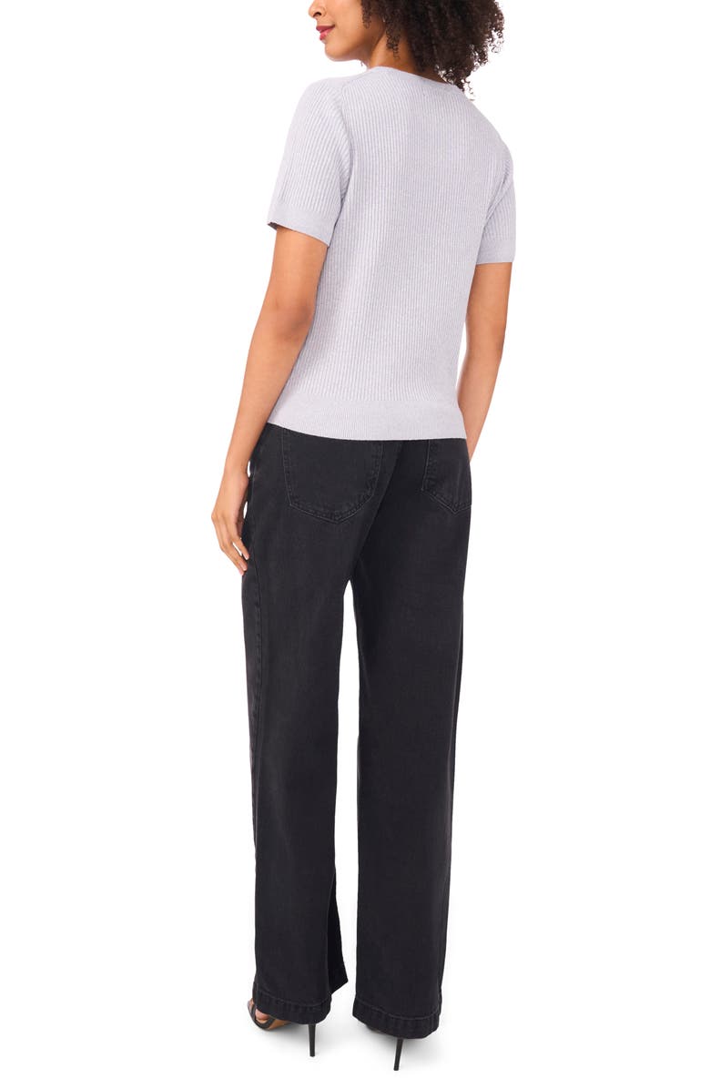 Halogen<sup>®</sup> Short Sleeve Rib Sweater Top, Alternate, color, Grey Skies