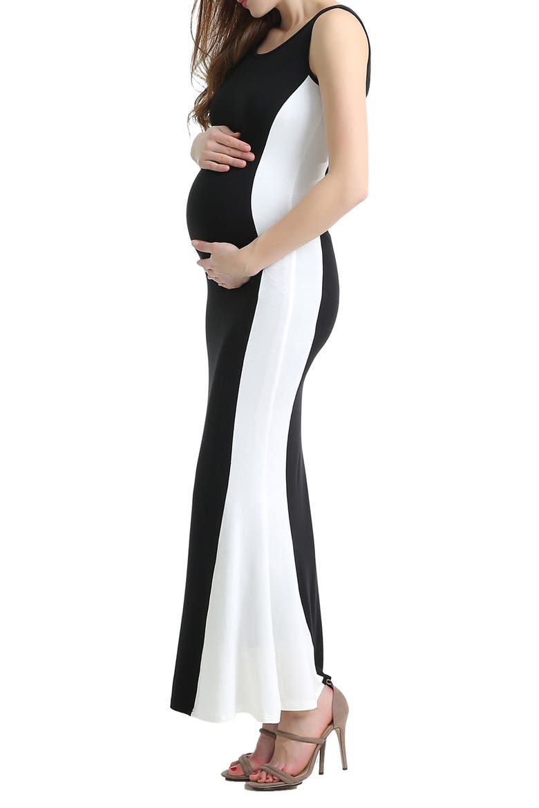 Phoebe Colorblock Maternity Maxi Dress, Alternate, color, BLACK