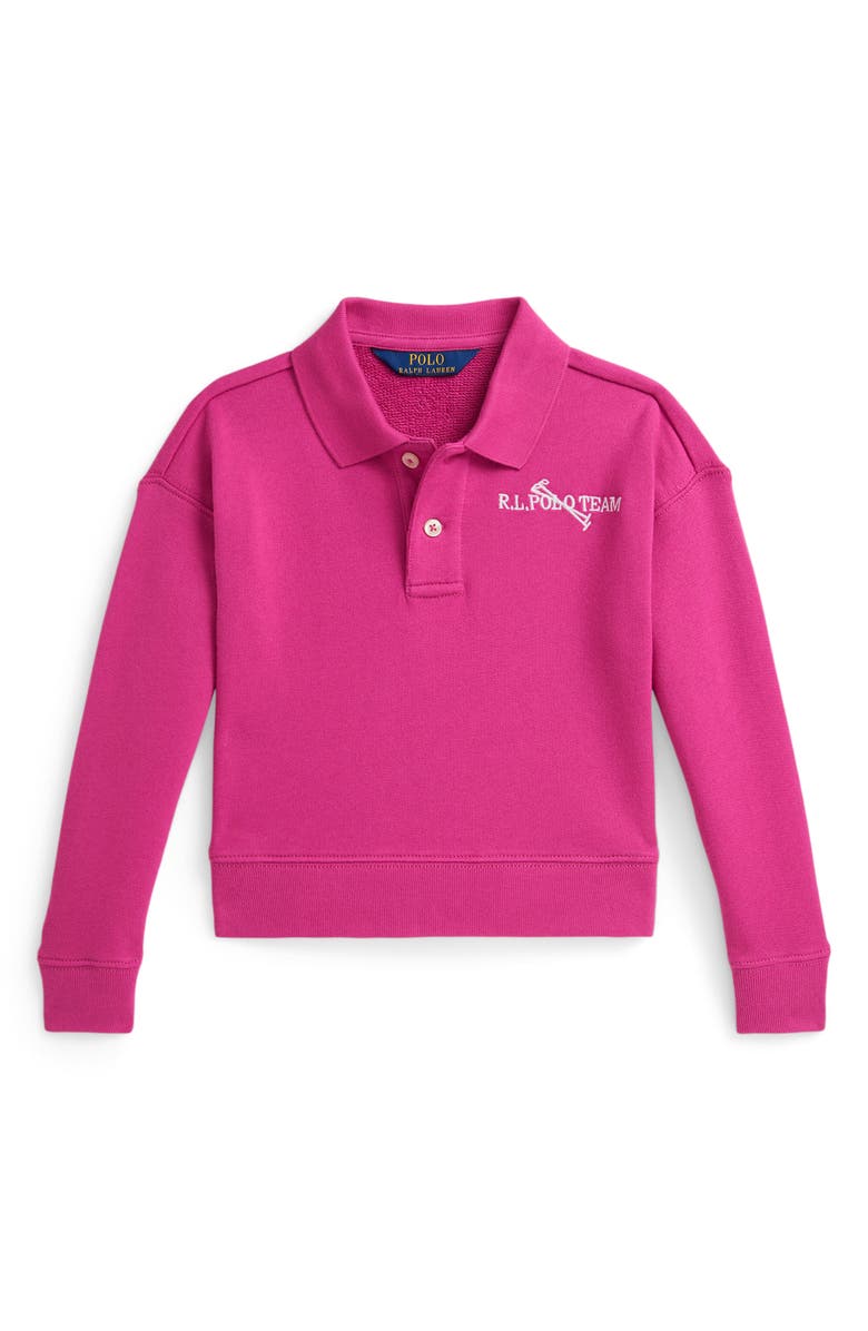 Polo Ralph Lauren Kids' Polo Team Embroidered French Terry Polo Sweatshirt, Main, color, College Pink