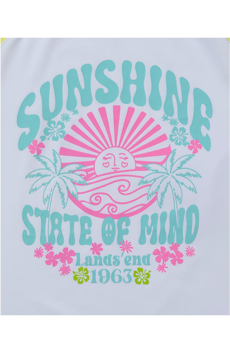 Lands' End Girls Graphic Mock Neck UPF 50 Sun Protection Rash Guard, Alternate, color, Sunshine/White