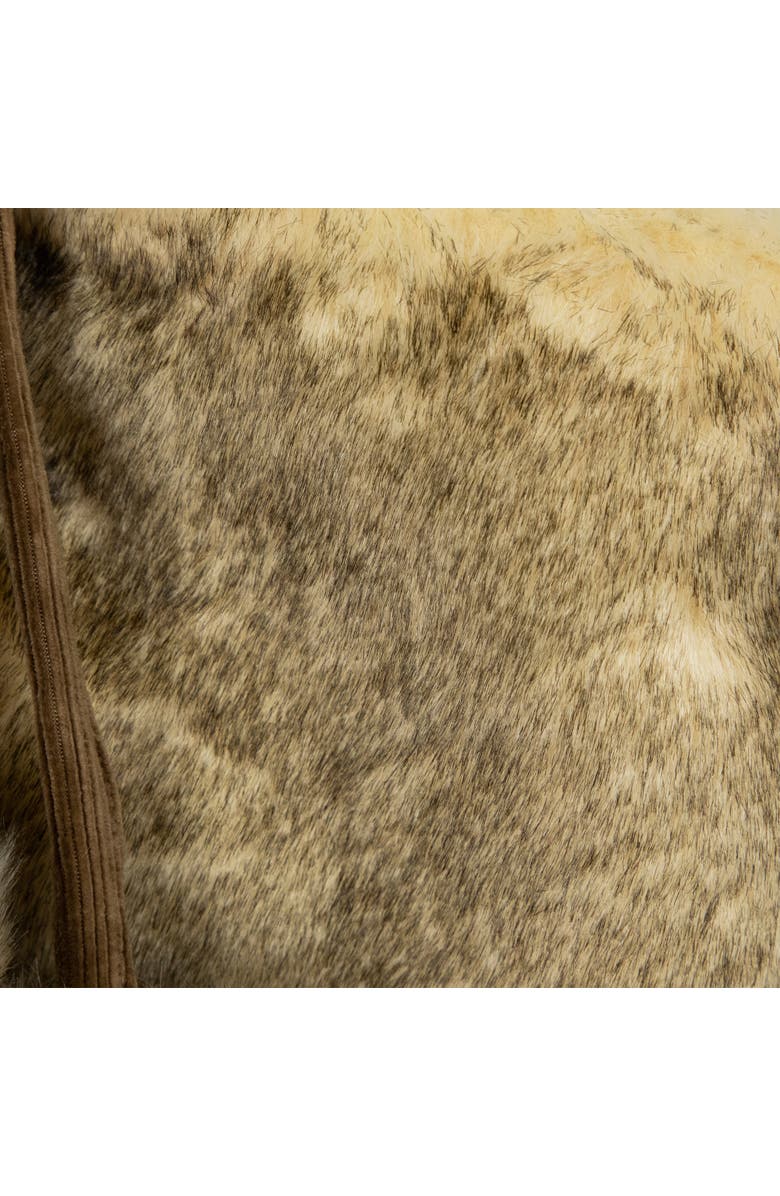 Northlight Faux Fur Christmas Stocking with Pom Poms - 20.5" - Beige and Brown, Alternate, color, 