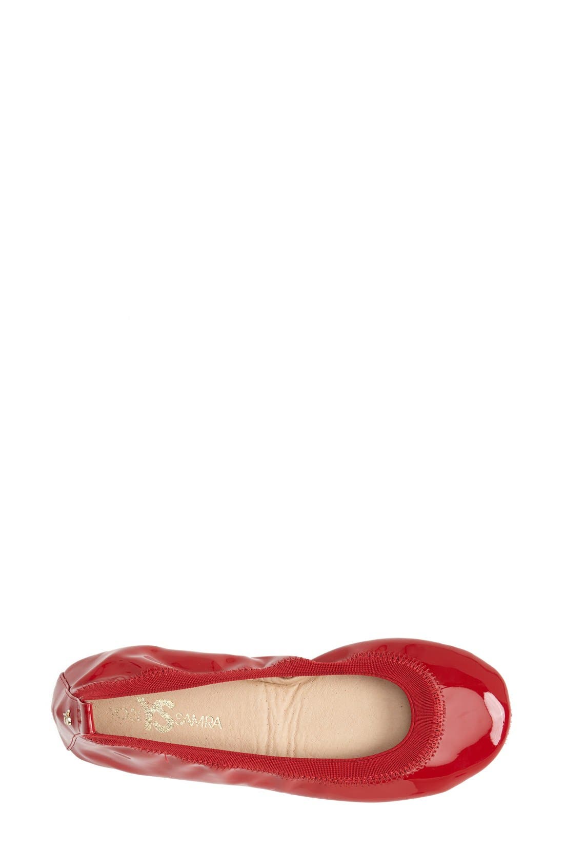 'Samara' Foldable Patent Leather Ballet Flat, Alternate, color, CHILI RED