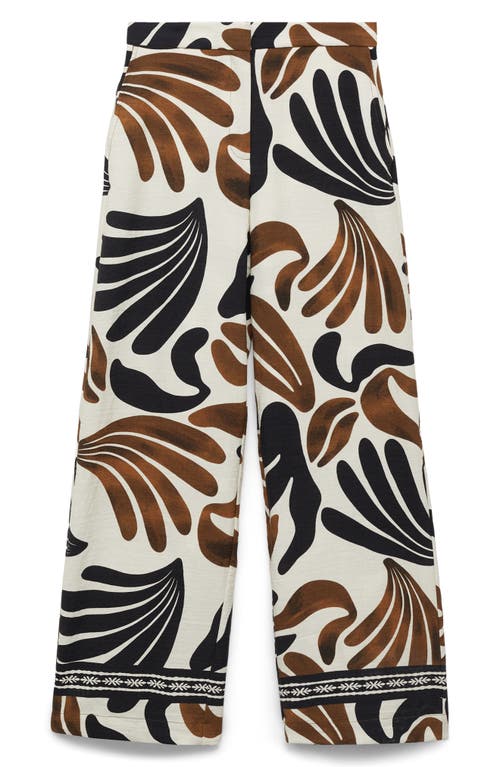 Shop Mango Karina Print Wide Leg Pants In Ecru