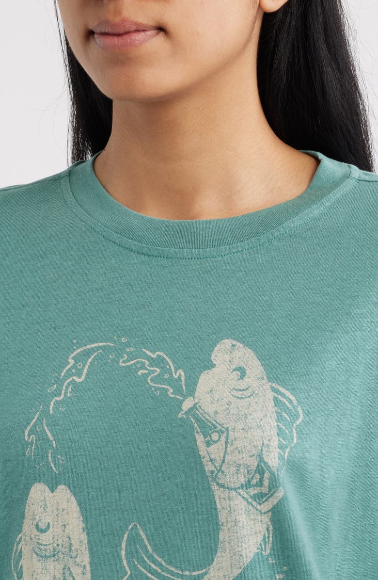 Marine Layer Fish Graphic Oversize Hemp Blend T-Shirt, Alternate, color, Palm