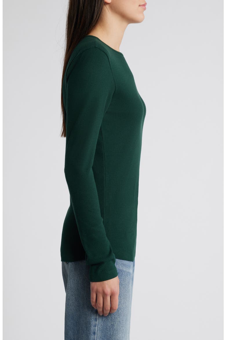 Rib Crewneck Long Sleeve Top, Alternate, color, GREEN PARK