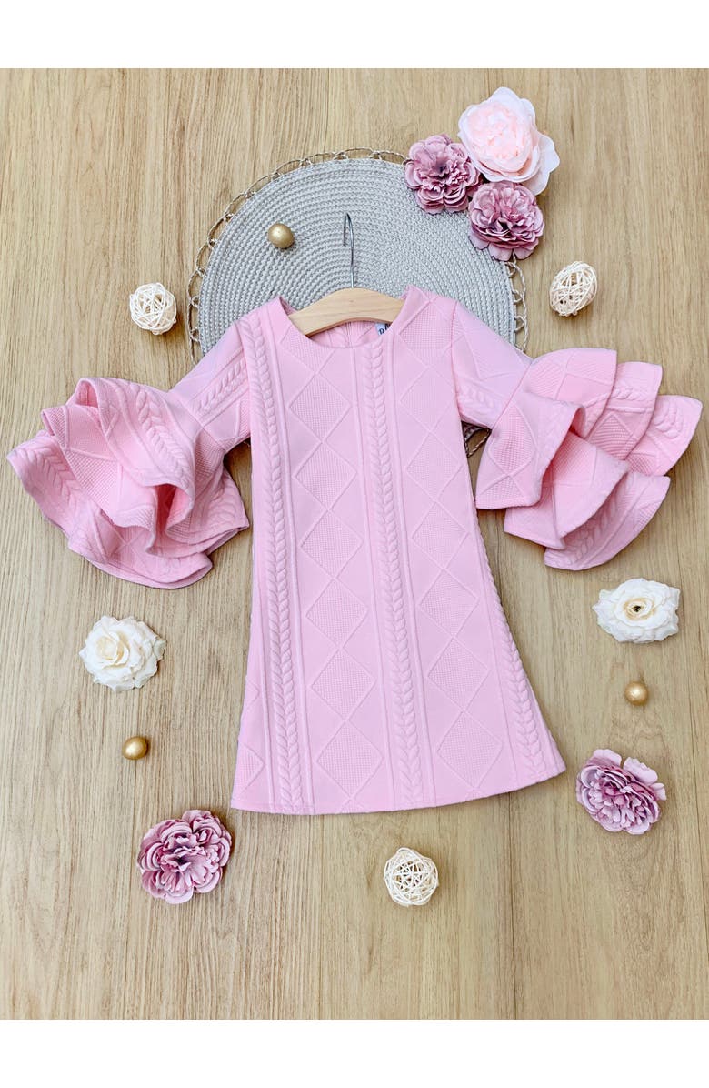 Mia Belle Girls Best Pick Ruffle Sleeve Sweater Dress, Alternate, color, Pink