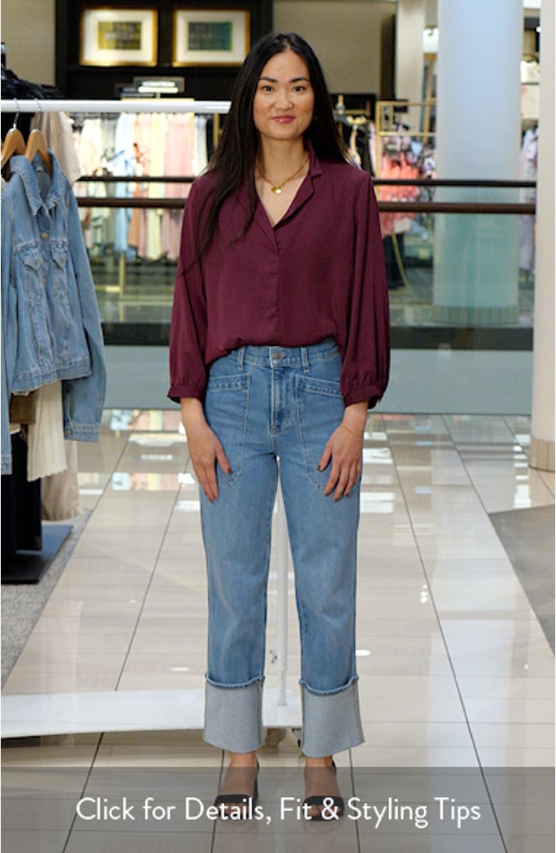 Notch Collar Crepe Top, sales video thumbnail