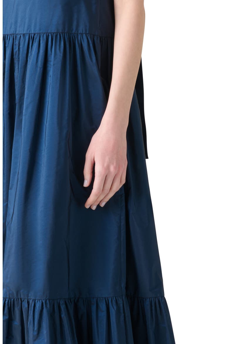 Sleeveless Techno Taffeta Tiered Dress, Alternate, color, NAVY
