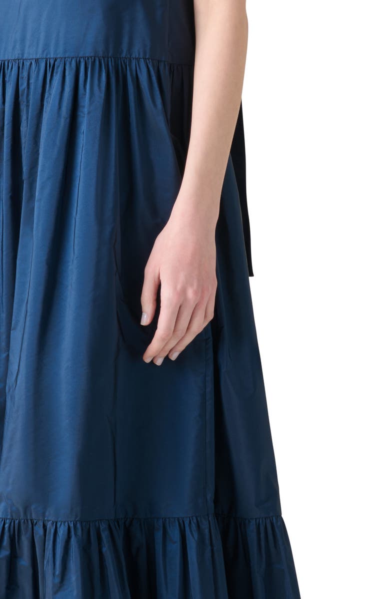 Akris punto Sleeveless Techno Taffeta Tiered Dress, Alternate, color, Navy