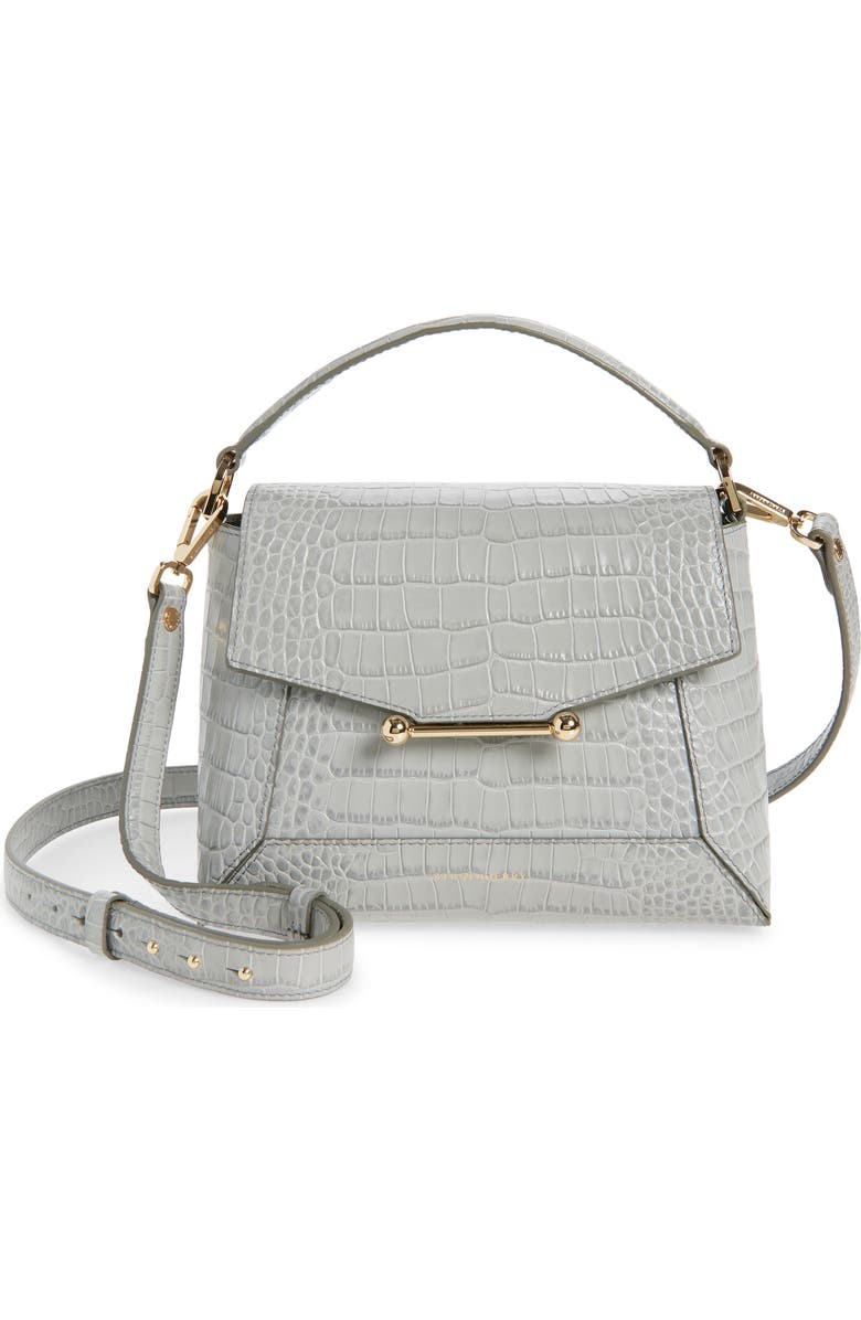 Strathberry Mosaic Croc Embossed Leather Top Handle Bag, Main, color, Stone Grey