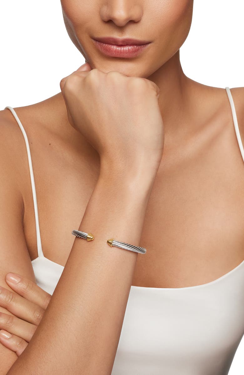 David Yurman Classic Cable Bracelet in Sterling Silver with 14K Yellow Gold Domes, 5mm, Alternate, color, Two Tone