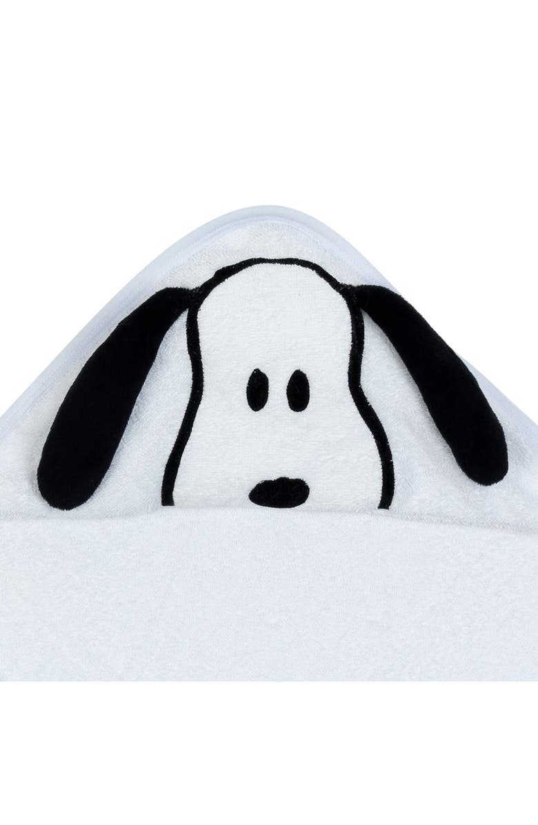Lambs & Ivy Snoopy Baby/Infant Cotton Hooded Bath Towel, Alternate, color, White