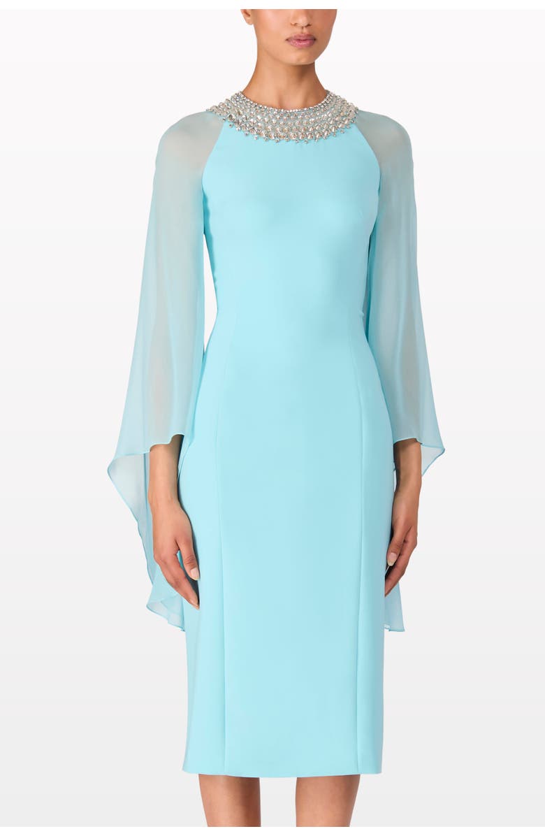 Jenny Packham Sunbeam Beaded Midi Dress, Alternate, color, Light Azure