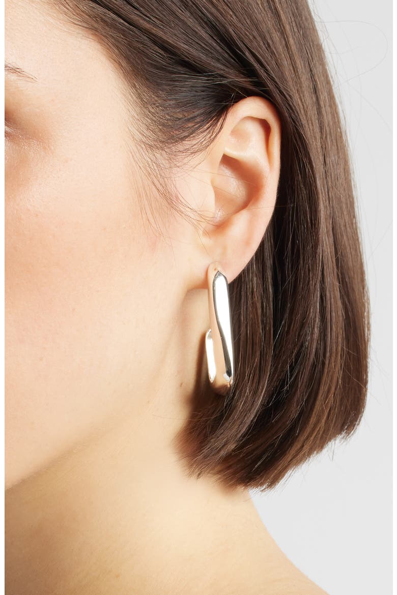 Organic Hoop Earrings, Alternate, color, SILVER