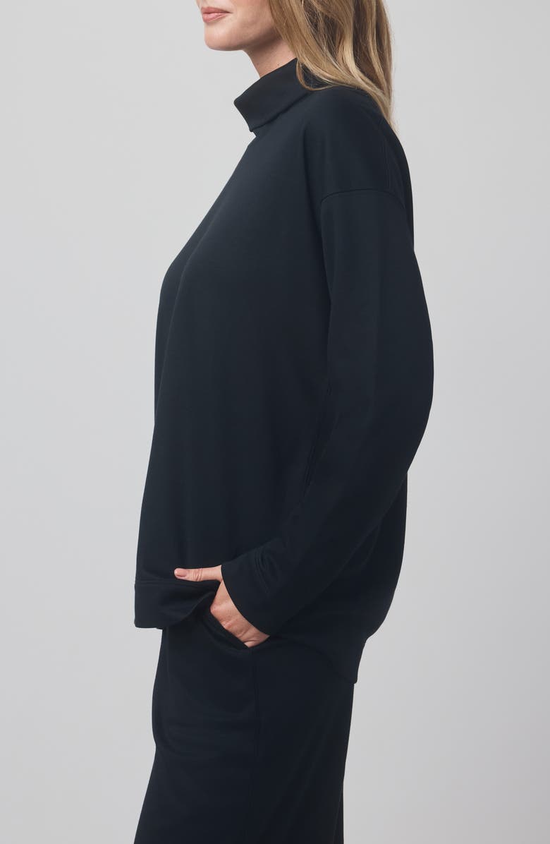 Splendid x @cellajaneblog Interlock Turtleneck Sweatshirt, Alternate, color, Black