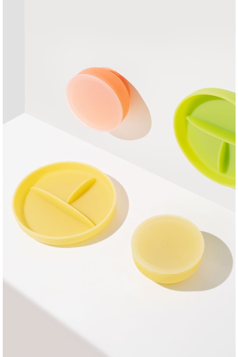 Stay-Put Bowls & Plates Set, Alternate, color, LEMON/ CORAL
