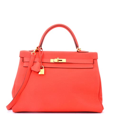 Kelly Handbag Orange Togo with Gold Hardware 35