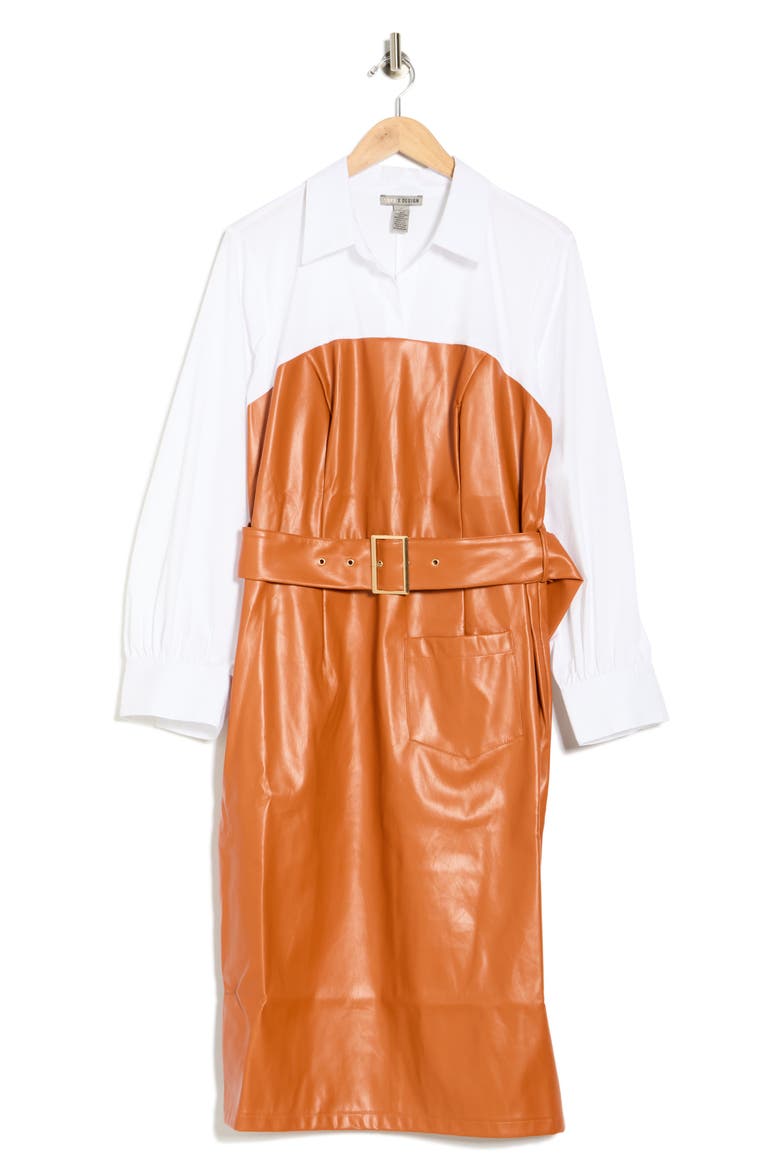 Whiskey Road Long Sleeve Mixed Media Dress, Alternate, color, COGNAC