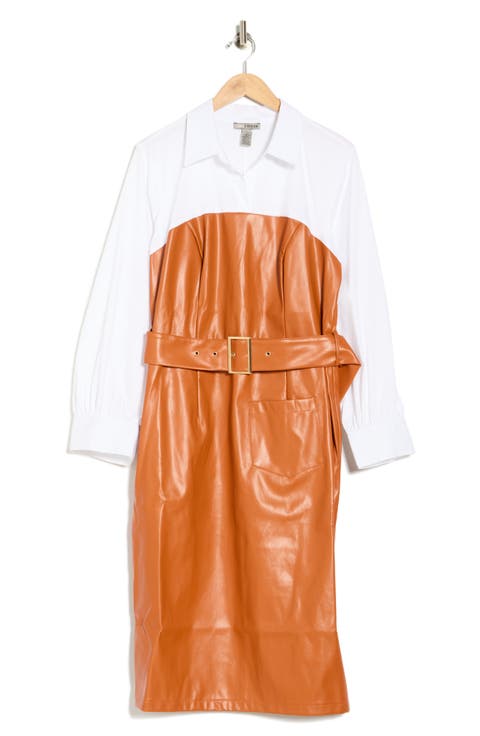 Whiskey Road Long Sleeve Mixed Media Dress (Plus)