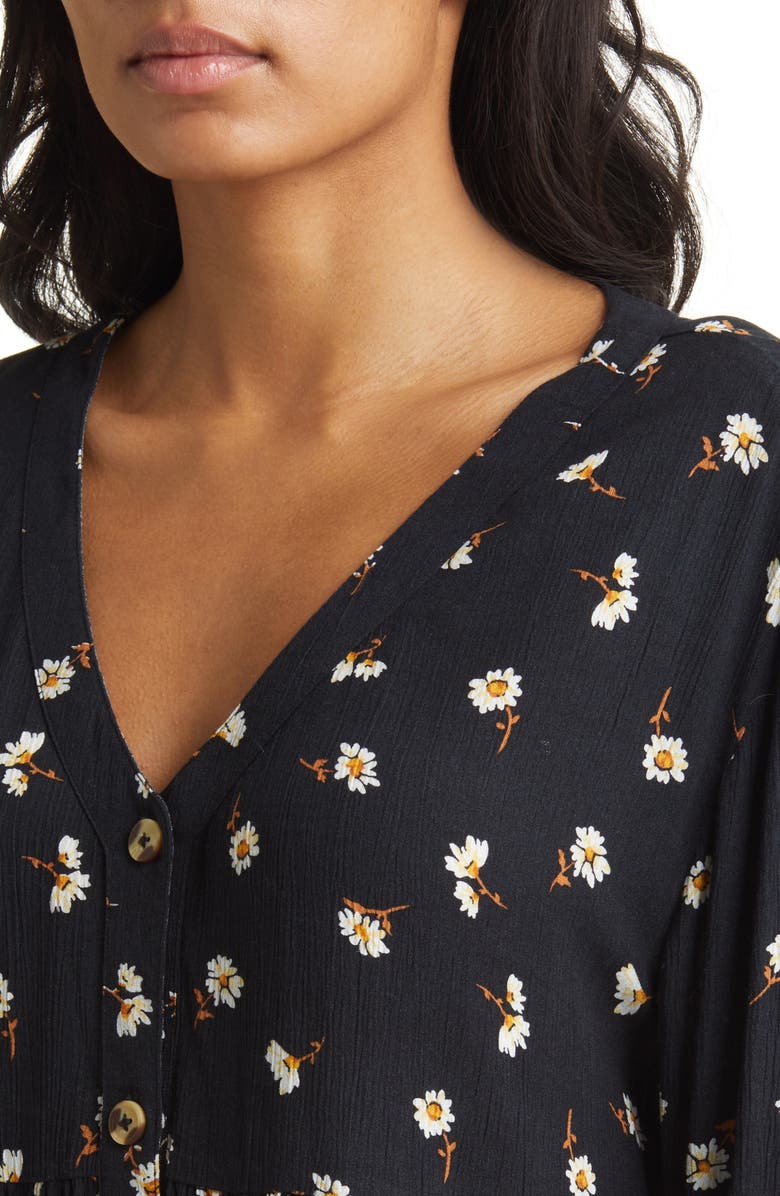 Billabong Wishin' Well Floral Print Long Sleeve Babydoll Dress, Alternate, color,