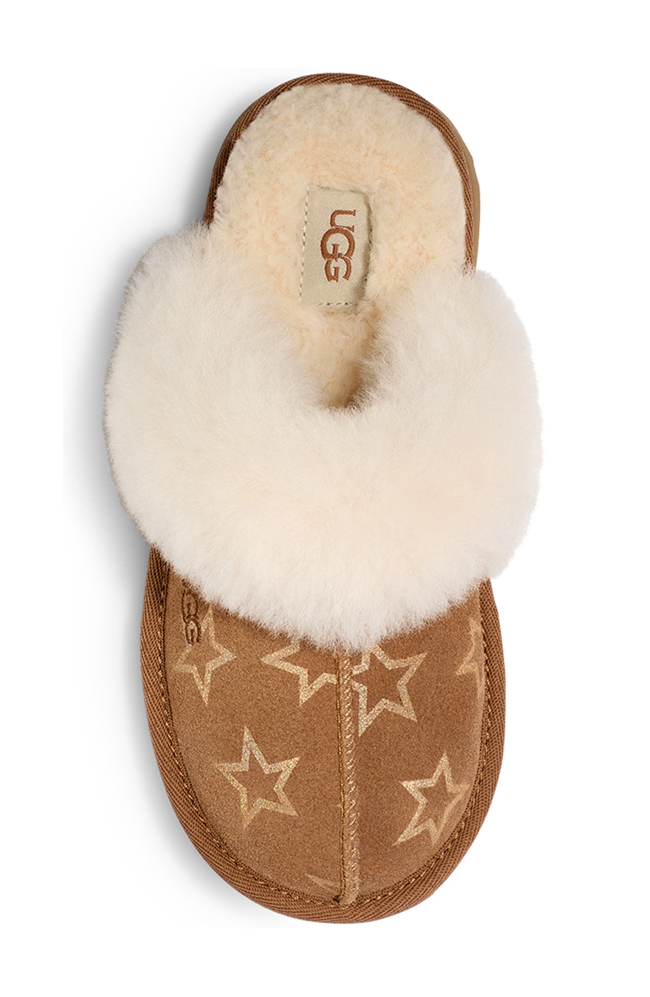 UGG<sup>®</sup> Kids' Cozy II Iridescent Stars Genuine Shearling Slipper, Alternate, color, 