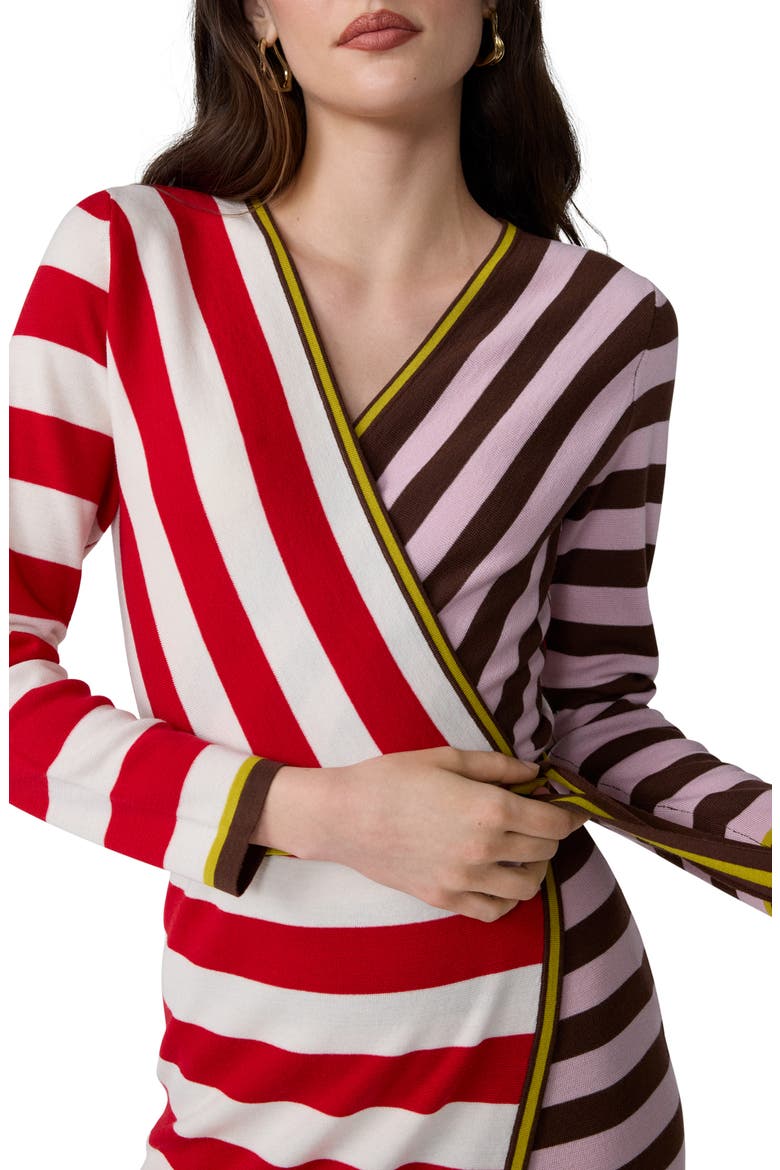 Penelope Wrap Dress, Alternate, color, RED BROWN