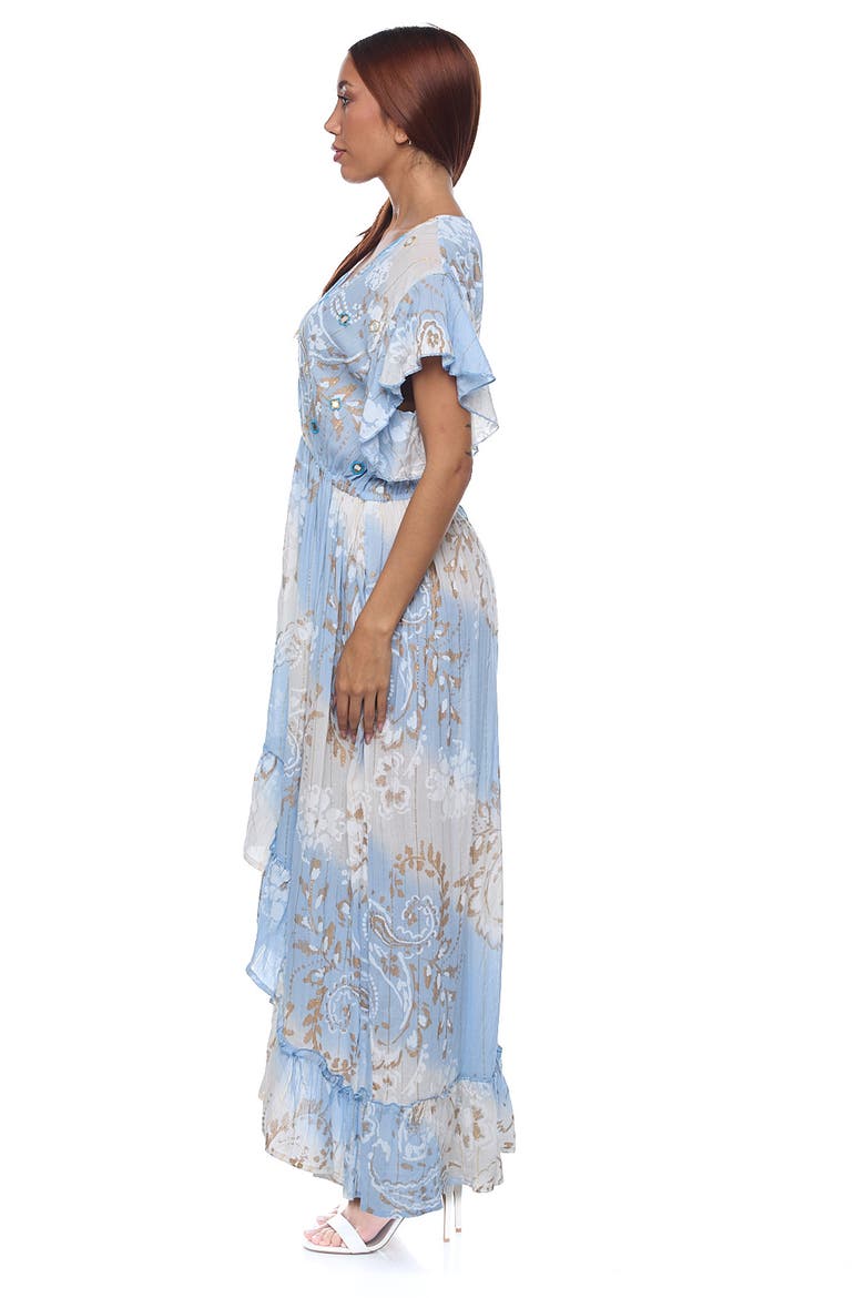 High Low Flutter Sleeve Dress, Alternate, color, BLUE
