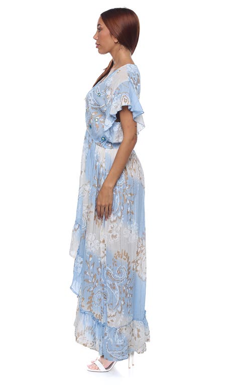 Ranee's Ranees High Low Flutter Sleeve Dress In Blue
