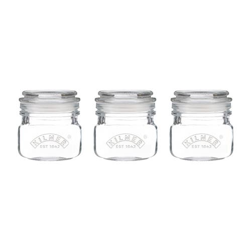 Kilner Square Push Top Storage Jars, Set Of 3, 8.5 Ounce In Transparent