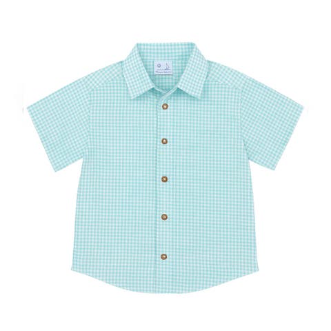 Gingham Linen Look Camp Shirt (Toddler, Little Kid)