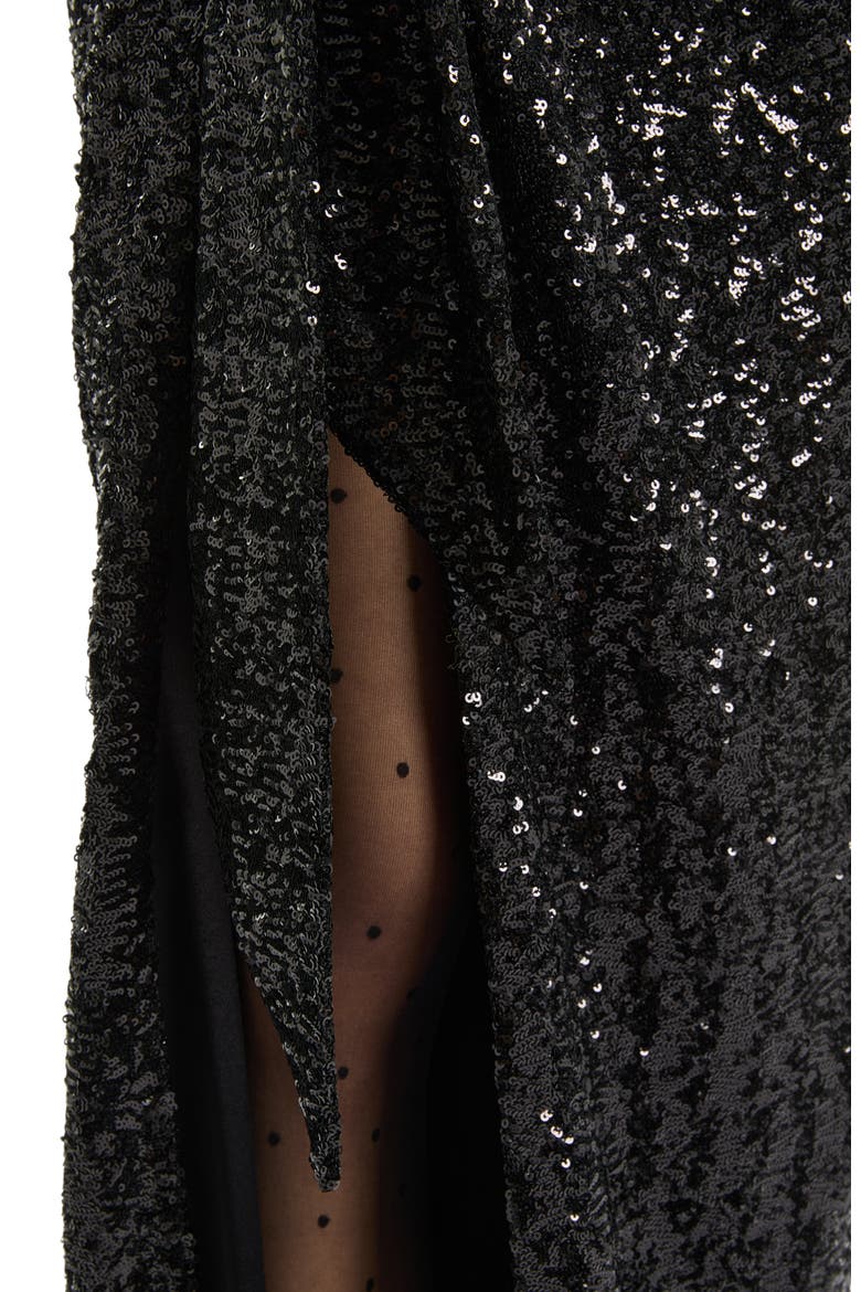 Long Sequinned Dress, Alternate, color, Black