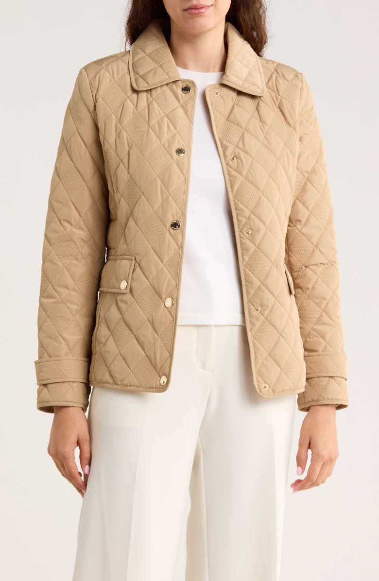 Michael Kors Diamond Quilted Jacket, Alternate, color, Khaki