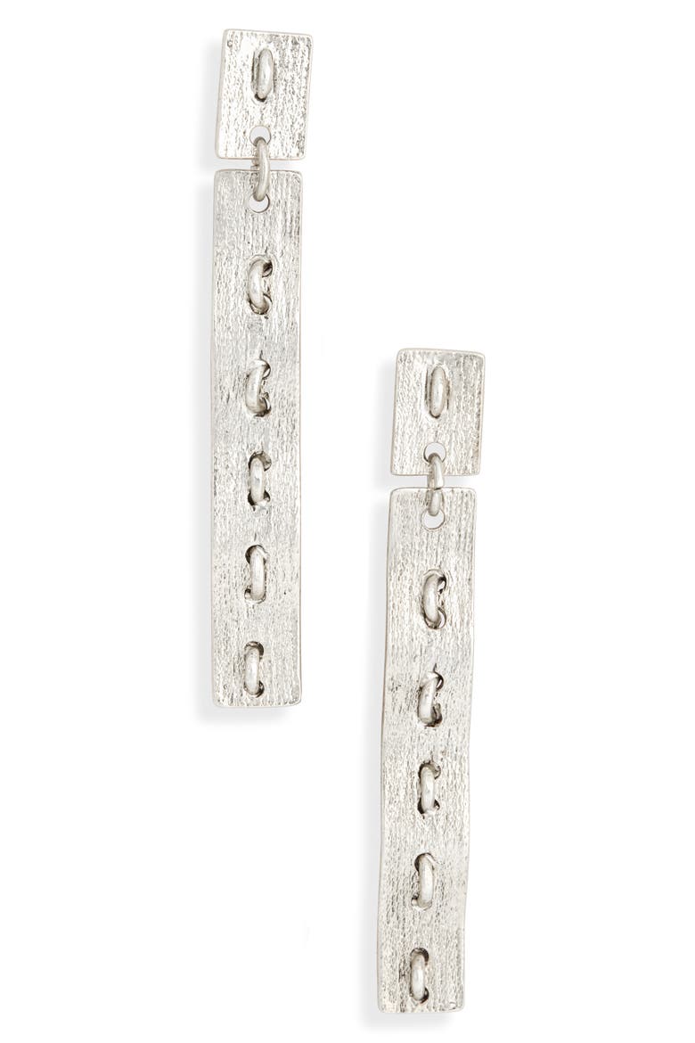Brushed Bar Drop Earrings, Main, color, SILVER