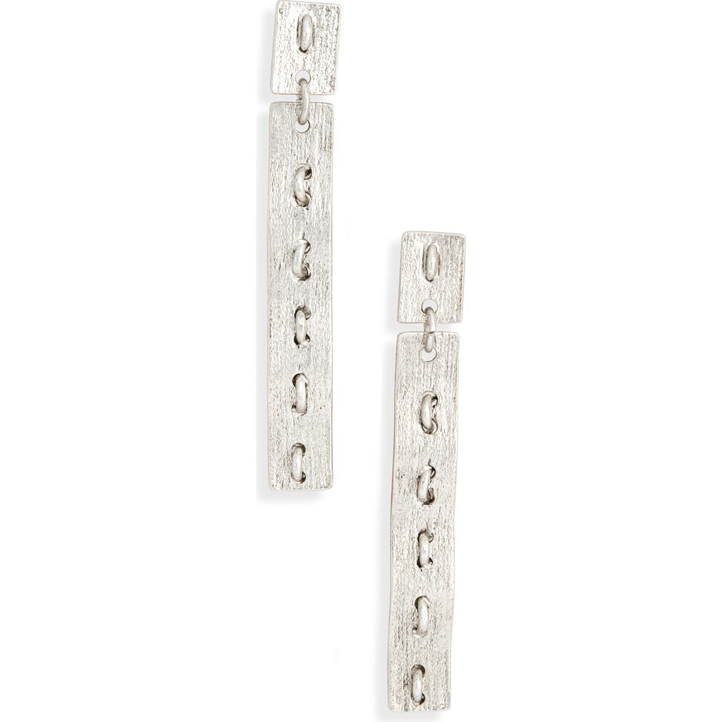 Karine Sultan Brushed Bar Drop Earrings In Metallic