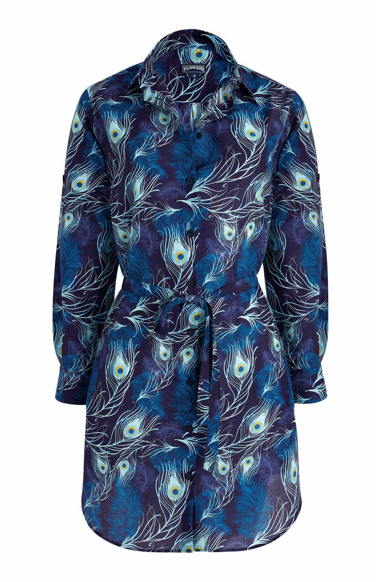 Vilebrequin Women's Eyes Of The Wind Cotton Silk Shirt Dress, Alternate, color, Minuit