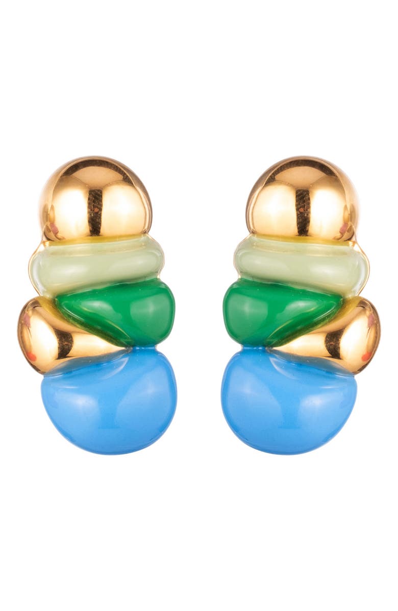 Sterling King Bellmer Ball Enamel Drop Earrings, Main, color, Gold/ Blue/ Green