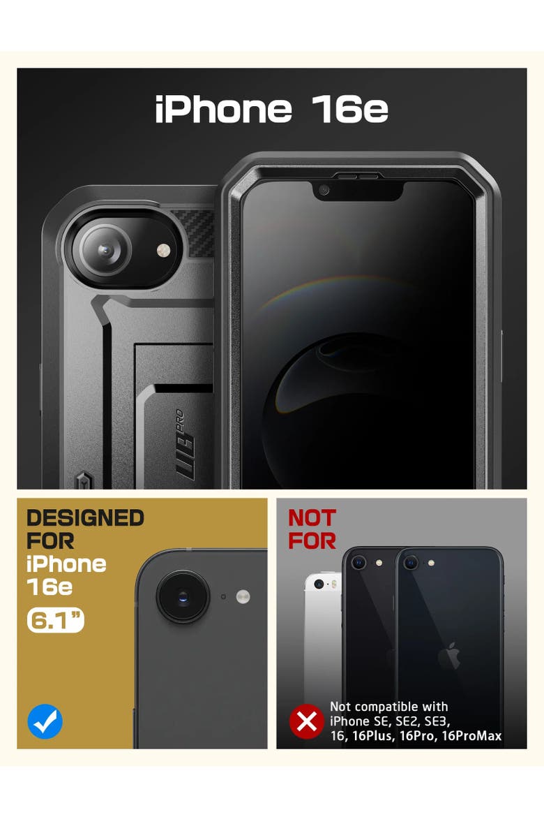 UB PRO Series iPhone 16e Rugged Case, Alternate, color, Black - iPhone 16e