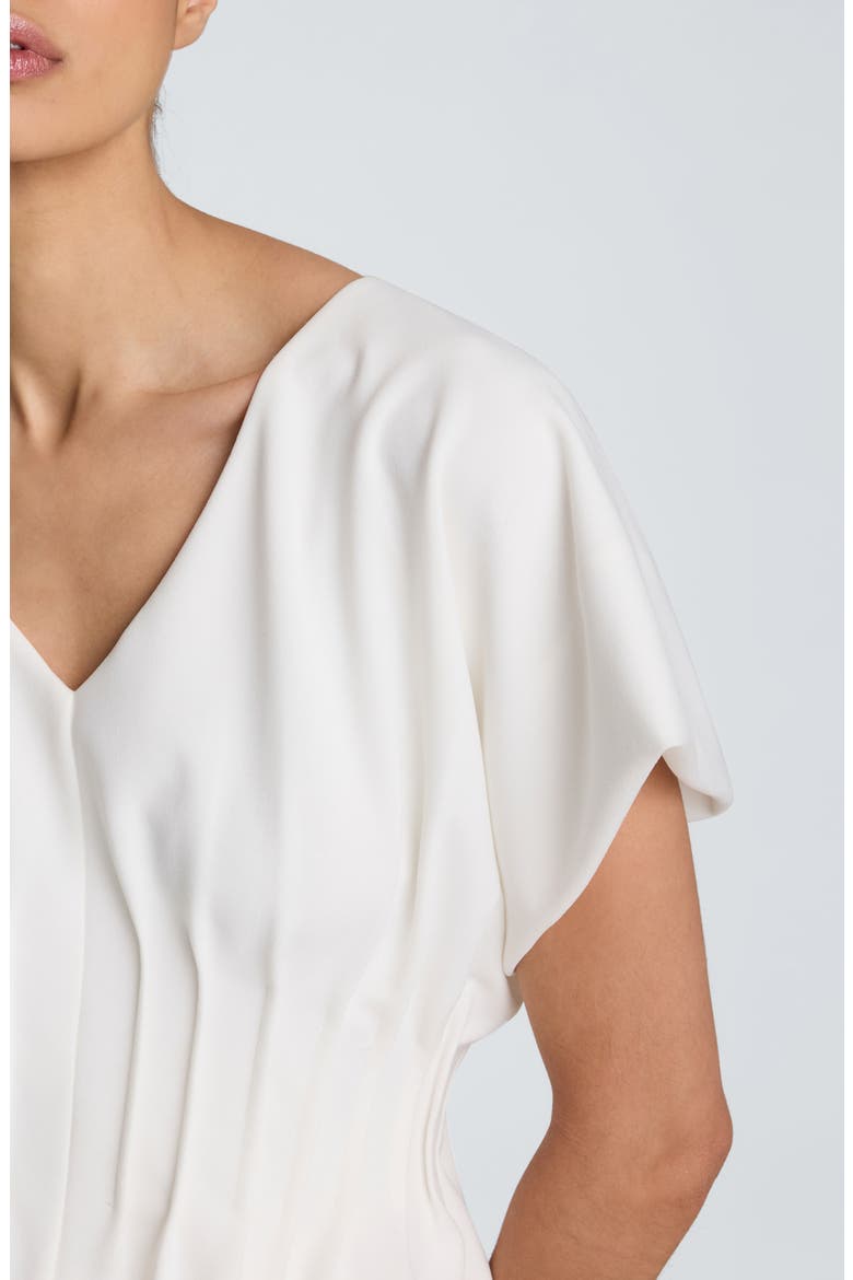 Pleated V-Neck Top, Alternate, color, KC WHITE