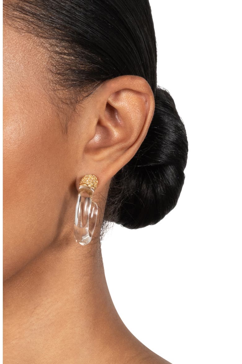 Liquid Lucite Crystal Hoop Earrings, Alternate, color, GOLD