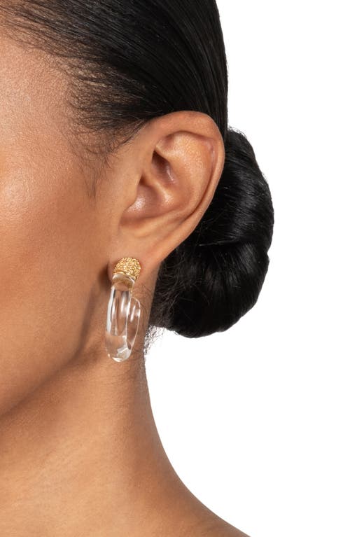 Alexis Bittar Liquid Lucite Crystal Hoop Earrings In Gold