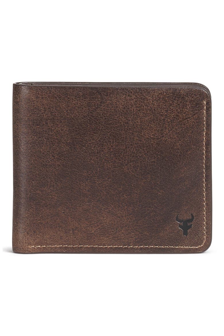 'Jackson' Slimfold Bison Leather Wallet, Main, color, WALNUT