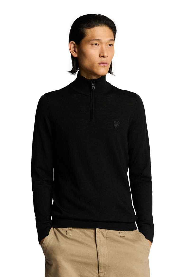 Eagle Merino Quarter Zip Sweater, Alternate, color, Jet Black