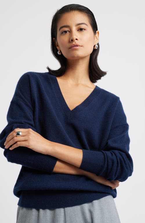 Nordstrom Cashmere V-neck Sweater In Navy Night