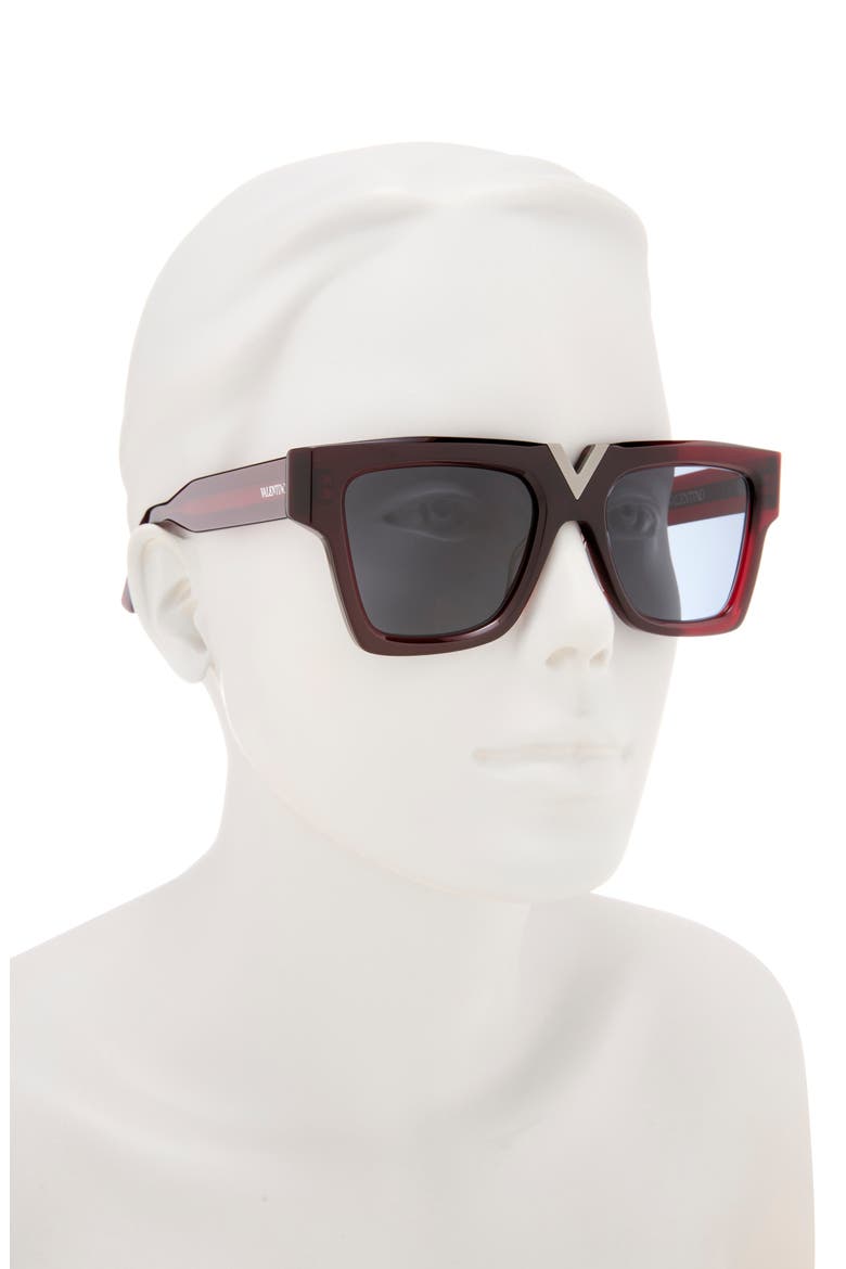 57mm Novelty Square Sunglasses, Alternate, color, BORDEAUX BORDEAUX GREY