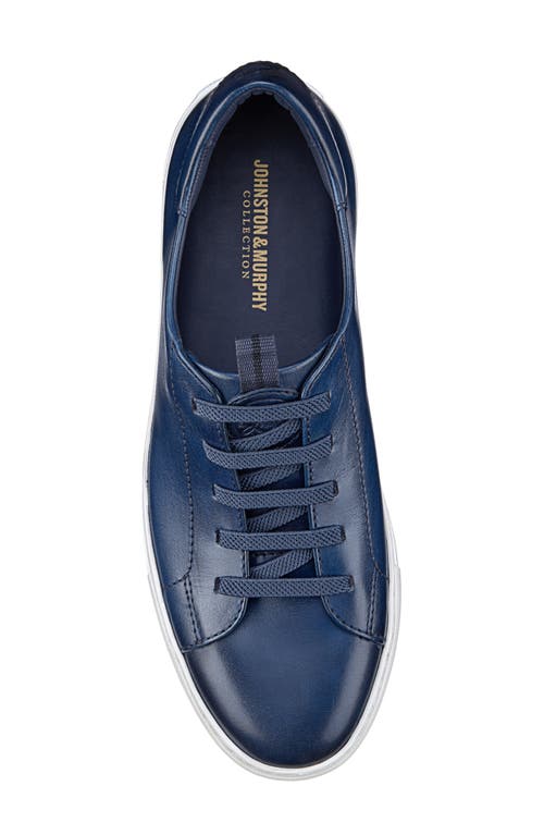 Johnston & Murphy Anson Lace To Toe Sneaker In Navy Hand-stained Calfskin