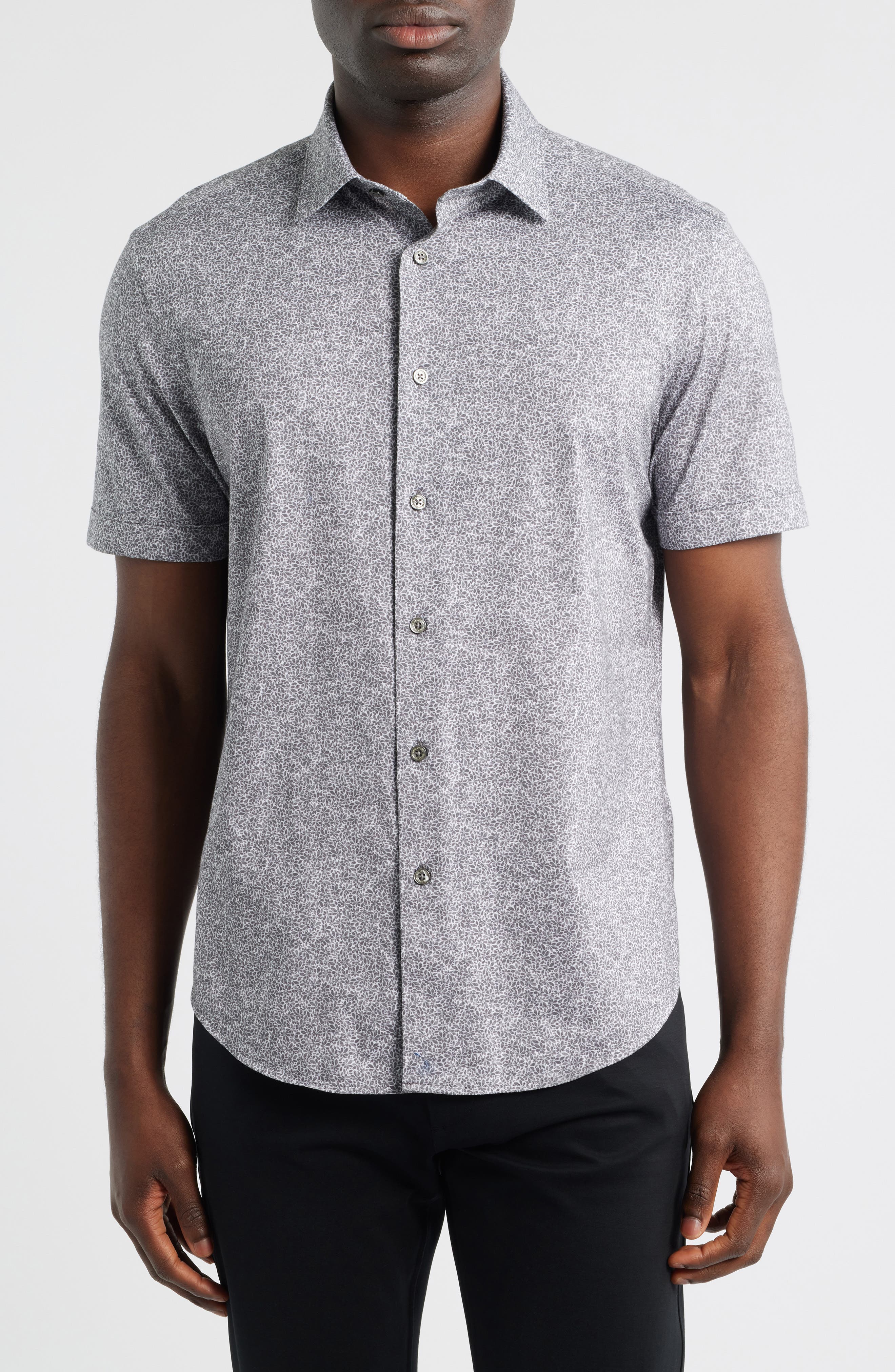 Miles OoohCotton Floral Short Sleeve Button-Up Shirt